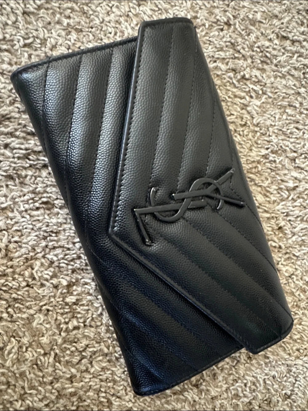 Saint Laurent Cassandre YSL Monogram Large Flap Wallet Black Retails $950 - Picture 5 of 11